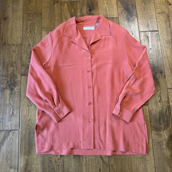 Preston & York Tops - VTG Preston & York 100% Silk Button Down Long Slv Shirt Reversible Tank XL NWT